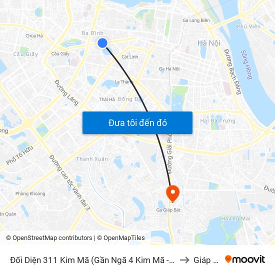 Đối Diện 311 Kim Mã (Gần Ngã 4 Kim Mã - Vạn Bảo) to Giáp Bát map