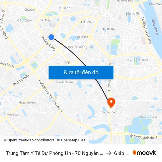 Trung Tâm Y Tế Dự Phòng Hn - 70 Nguyễn Chí Thanh to Giáp Bát map