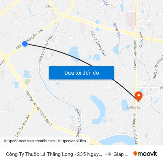 Công Ty Thuốc Lá Thăng Long - 235 Nguyễn Trãi to Giáp Bát map