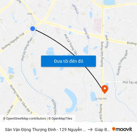 Sân Vận Động Thượng Đình - 129 Nguyễn Trãi to Giáp Bát map