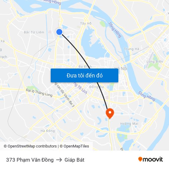 373 Phạm Văn Đồng to Giáp Bát map