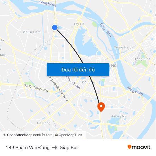 189 Phạm Văn Đồng to Giáp Bát map