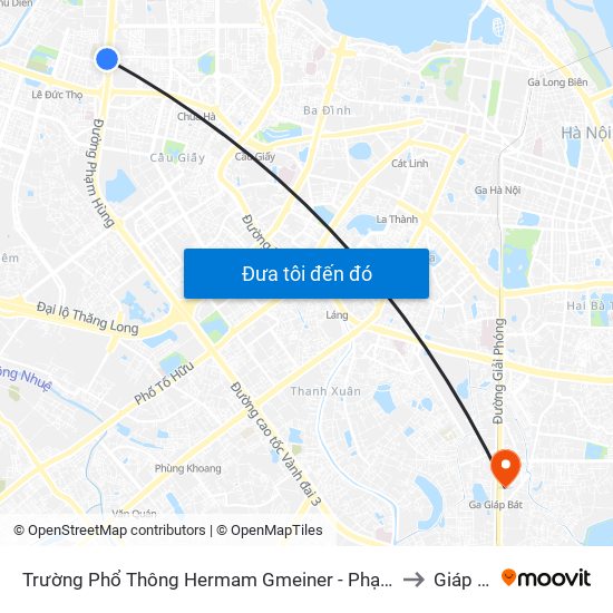 Trường Phổ Thông Hermam Gmeiner - Phạm Văn Đồng to Giáp Bát map