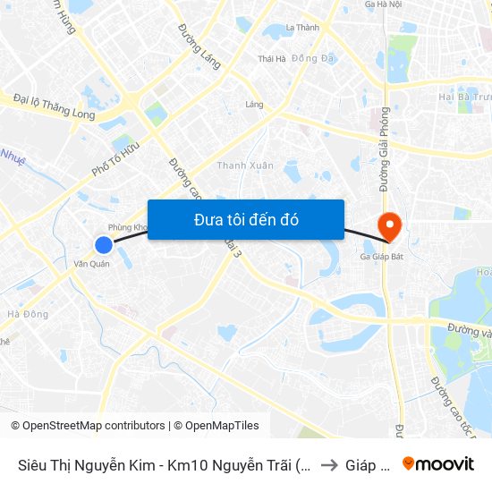 Siêu Thị Nguyễn Kim - Km10 Nguyễn Trãi (Hà Đông) to Giáp Bát map