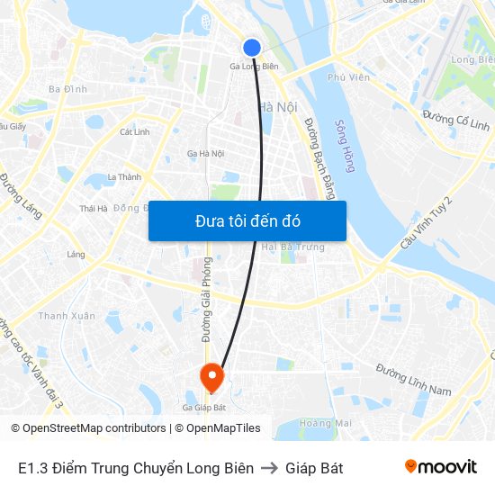 E1.3 Điểm Trung Chuyển Long Biên to Giáp Bát map