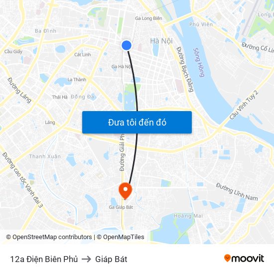 12a Điện Biên Phủ to Giáp Bát map