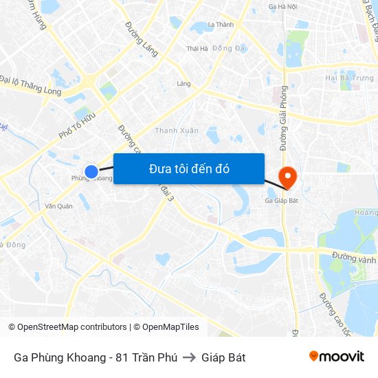 Ga Phùng Khoang - 81 Trần Phú to Giáp Bát map