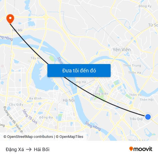 Đặng Xá to Hải Bối map