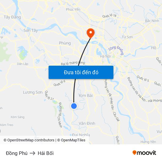 Đồng Phú to Hải Bối map