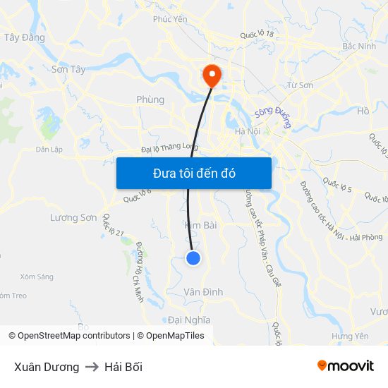 Xuân Dương to Hải Bối map