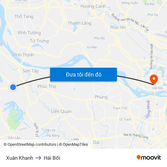 Xuân Khanh to Hải Bối map