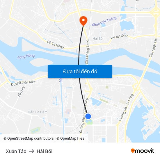 Xuân Tảo to Hải Bối map