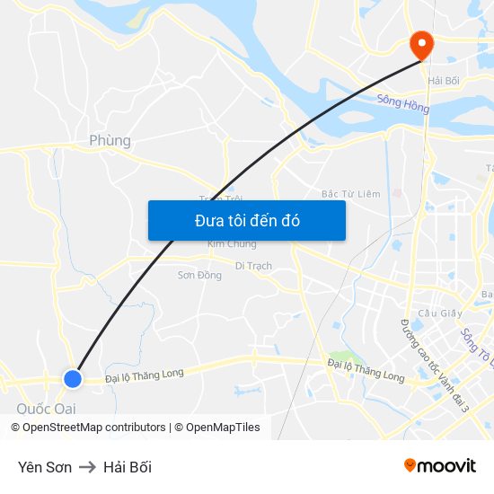 Yên Sơn to Hải Bối map