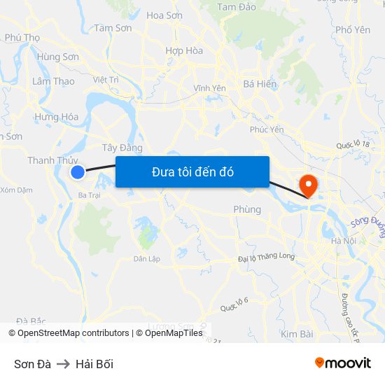 Sơn Đà to Hải Bối map