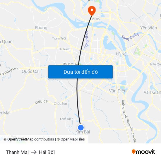 Thanh Mai to Hải Bối map