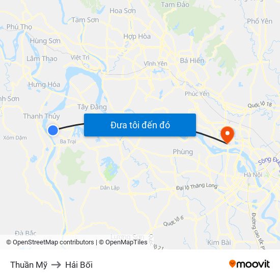 Thuần Mỹ to Hải Bối map