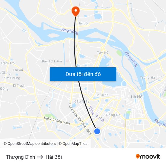 Thượng Đình to Hải Bối map