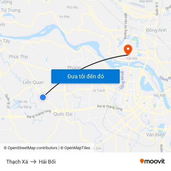 Thạch Xá to Hải Bối map