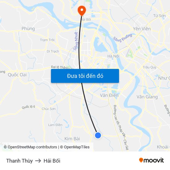 Thanh Thùy to Hải Bối map