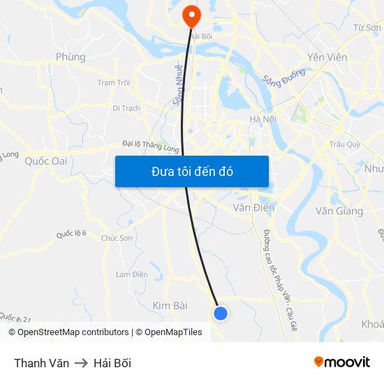 Thanh Văn to Hải Bối map