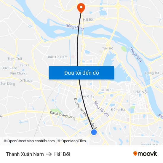 Thanh Xuân Nam to Hải Bối map