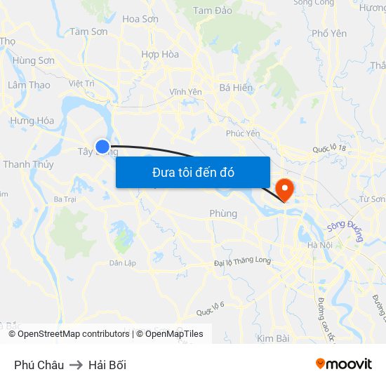 Phú Châu to Hải Bối map