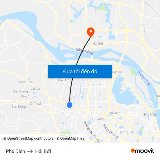 Phú Diễn to Hải Bối map