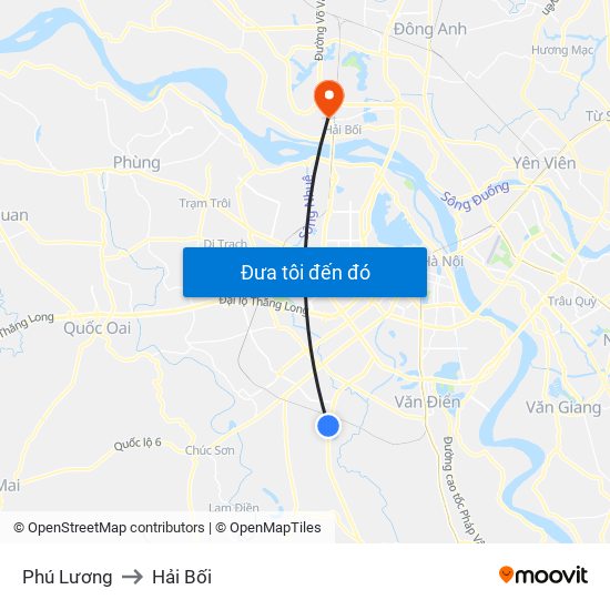 Phú Lương to Hải Bối map