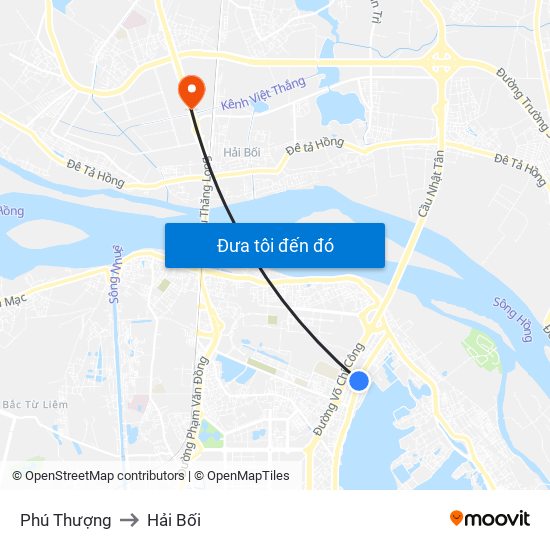 Phú Thượng to Hải Bối map