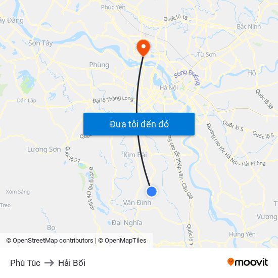Phú Túc to Hải Bối map