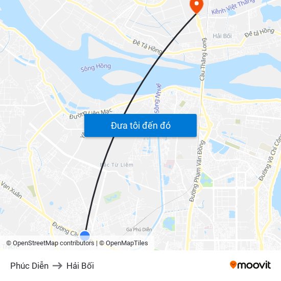 Phúc Diễn to Hải Bối map