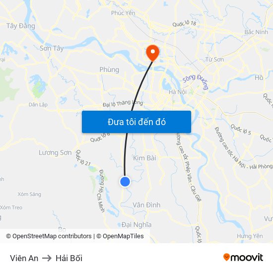 Viên An to Hải Bối map