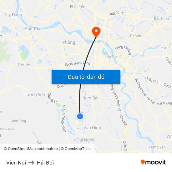 Viên Nội to Hải Bối map