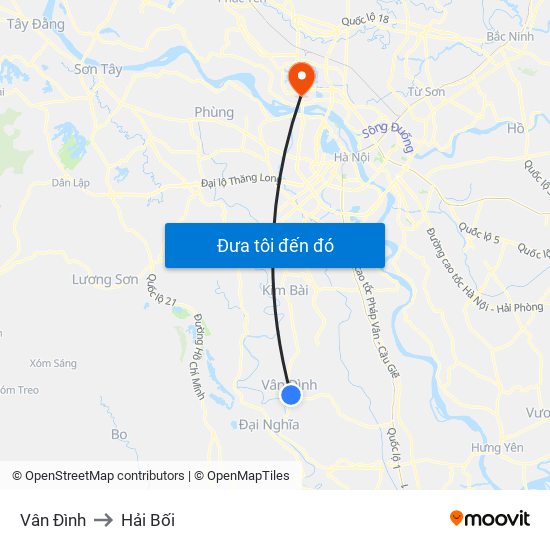 Vân Đình to Hải Bối map