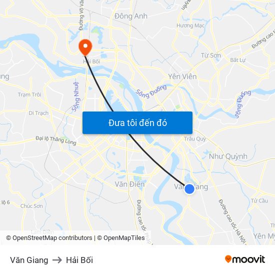 Văn Giang to Hải Bối map