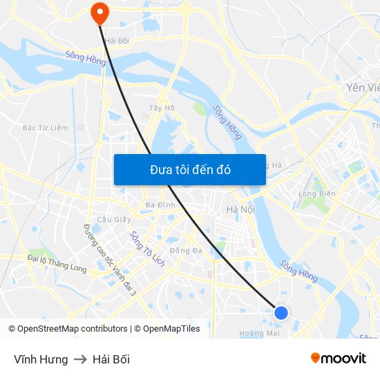 Vĩnh Hưng to Hải Bối map