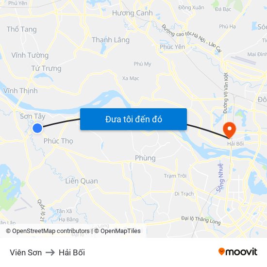 Viên Sơn to Hải Bối map