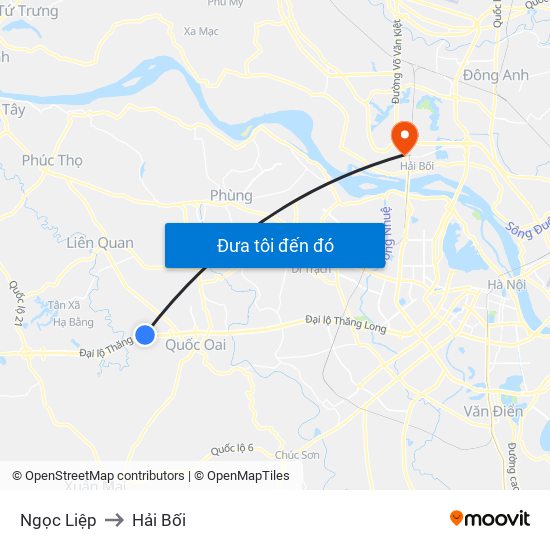 Ngọc Liệp to Hải Bối map