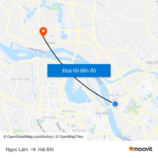 Ngọc Lâm to Hải Bối map