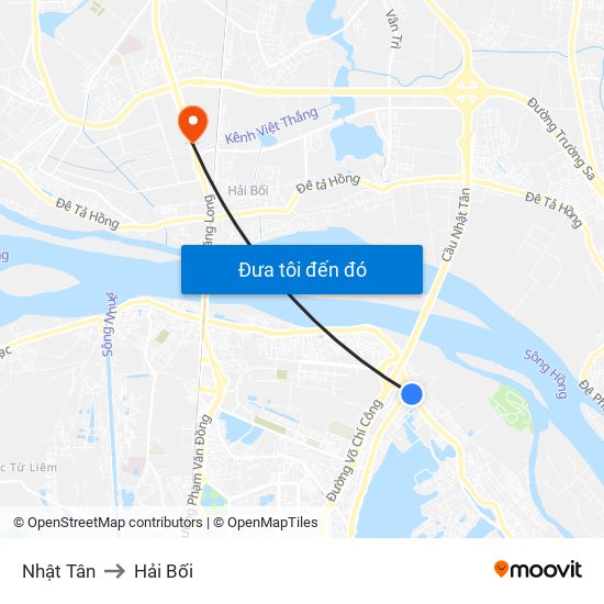 Nhật Tân to Hải Bối map