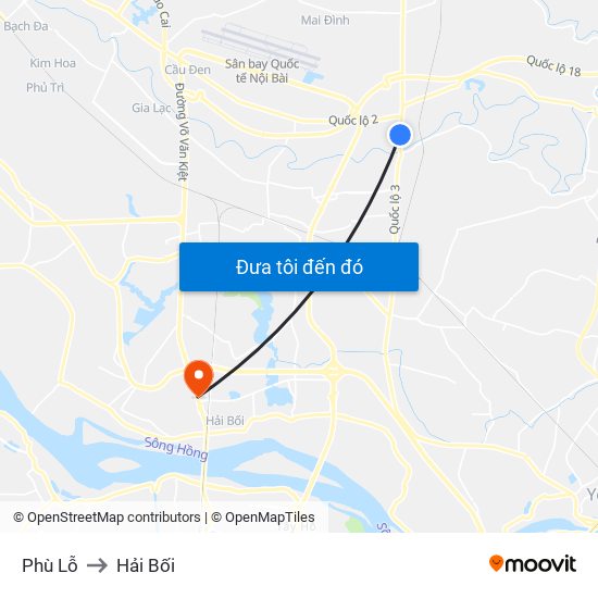 Phù Lỗ to Hải Bối map