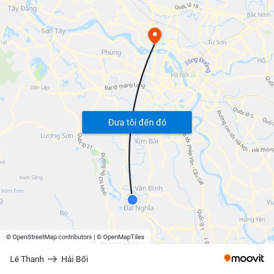 Lê Thanh to Hải Bối map