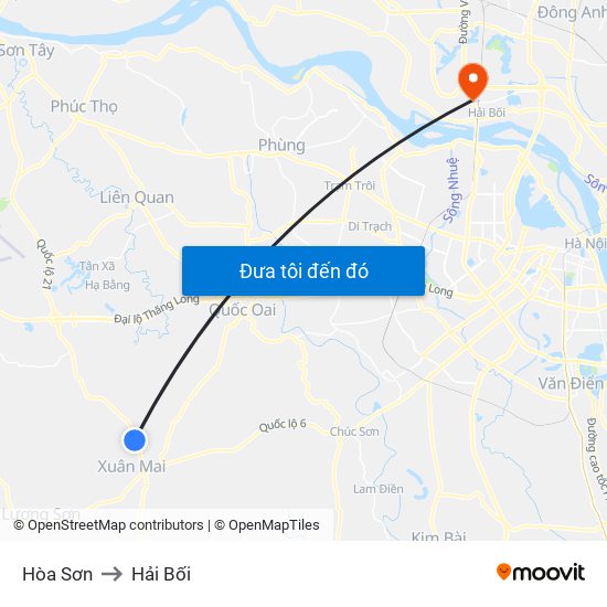 Hòa Sơn to Hải Bối map