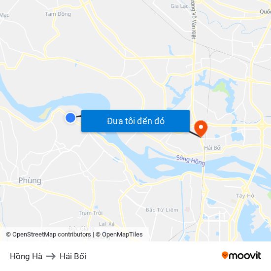 Hồng Hà to Hải Bối map