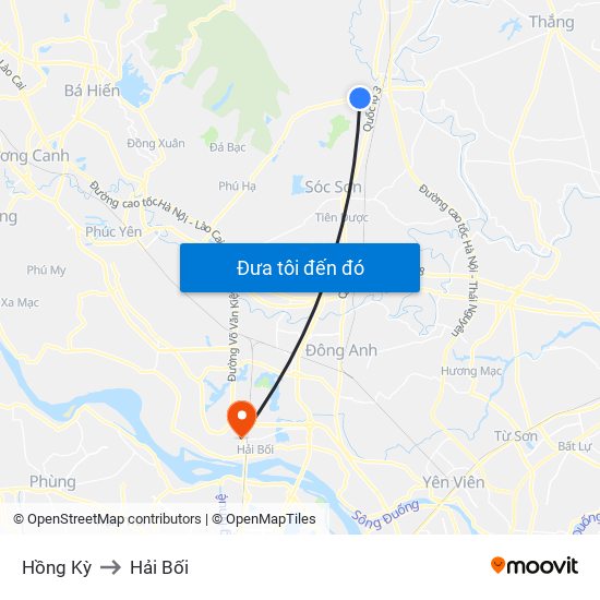 Hồng Kỳ to Hải Bối map