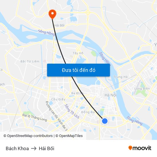 Bách Khoa to Hải Bối map