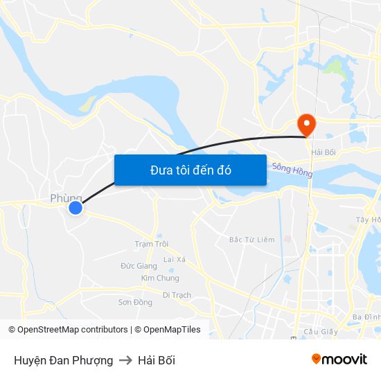 Huyện Đan Phượng to Hải Bối map