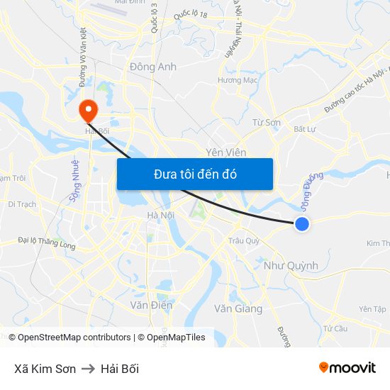 Xã Kim Sơn to Hải Bối map