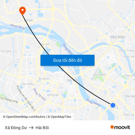 Xã Đông Dư to Hải Bối map