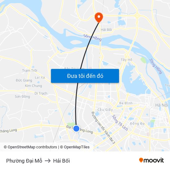 Phường Đại Mỗ to Hải Bối map